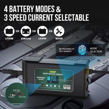 Зарядний пристрій, NEXPEAK Зарядний пристрій 35А 12В 24В Зарядні пристрої для автомобільних акумуляторів З РК-сенсорним екраном Ав