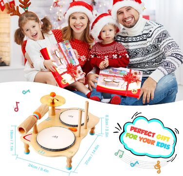 Дерев&39яна музична іграшка Барабан 6 в 1 Музика Дитяча іграшка Музичні інструменти для дітей від 2 років Монтессорі Baby Toys 3 4
