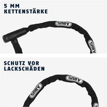 Ланцюговий замок ABUS Steel-O-Chain 5805K Сталевий велосипедний замок Рівень безпеки ABUS 5 Чорний 75 см Одинарний