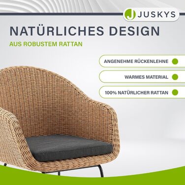 Плетене крісло з ротанга Juskys Cody Set з 4 шт. з подушками - Ротангові крісла для внутрішнього та зовнішнього використання - Плетене крісло з навантаженням до 100 кг - Плетені крісла Modern - Натуральні крісла