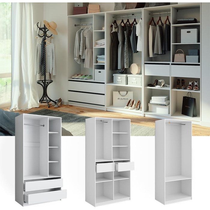 Шафа Vicco Elmo, біла, 280 x 200 см, комплект із 3 предметів (білий 100 x 200 см)