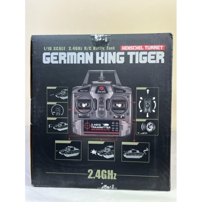 Радіокерований танк Королівський тигр (Knigstiger) Henschel, масштаб 116, Heng Long. Сталеві шестерні, дим-ефект, звук 2.4GHz V7.0