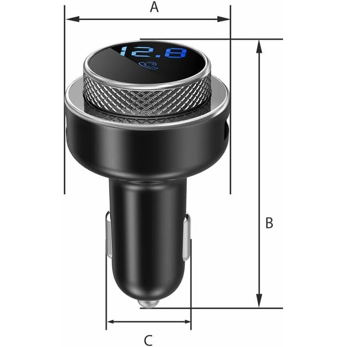 Автомобільний радіопередавач FM - Bluetooth 5.0 - Адаптер автомагнітоли Handsfree - MicroSD - Світлодіодний дисплей - USB-зарядний пристрій через прикурювач 12 В - Stream TFM101