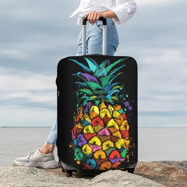 Чохол для валізи Яскравий ананас, міцний захист для багажу, підходить для валіз розміром 45.7-81.3 см, розмір XL, чорний, екстра-великий
