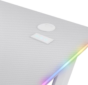 Ігровий стіл Trust Gaming GXT 709W Luminus RGB зі світлодіодним підсвічуванням, 10 режимами, живленням від USB, білий ігровий стіл з гарнітурою та підставкою для чашок, 120 x 60 см, комп&39ютерний стіл для офісу, геймерський 120 x 60 см - RGB білий