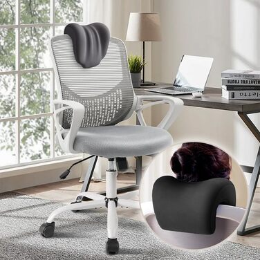 Підтримка шиї з ефектом пам&39яті, підтримка шиї для офісних стільців, подушка для шиї офісного стільця, підголівник подушки для шиї, подушка для підголівника для дорослих та студентів (темно-сіра)