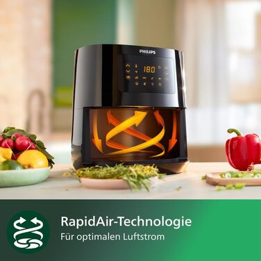 Мультипіч Philips Airfryer 5000 Series L, 4,1 л (0,8 кг), мультипіч 13-в-1, підключення до Wi-Fi, на 90 менше жиру завдяки технології Rapid Air, додаток Рецепти (HD9255/80)