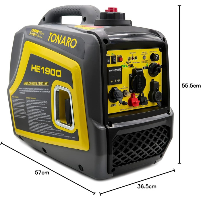 Двопаливний інверторний генератор - Портативний бензиновий/зріджений газорозподільний генератор потужністю 2300 Вт - 4-тактний аварійний генератор з системою AVR - Тихий, легкий, компактний - Можлива паралельна робота