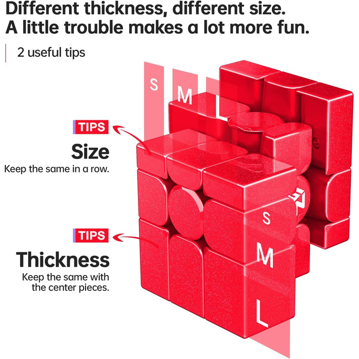 Кубик Рубіка Класичний 3x3, Speed Cube Original з IPG і GES, Magic Cube без наклейок, GAN Cube Classic Products - ідеальна гра-головоломка для дорослих і дітей (Mirror Rouge), 356RS