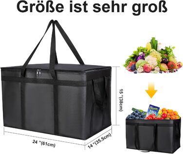 Сумка-холодильник musbus багаторазового використання, ізольована, ідеально підходить для покупок продуктів (чорна) Термосумка-холодильник Термосумка-холодильник 1 розмір 57 см x 35,5 см x 38 см Чорний 1