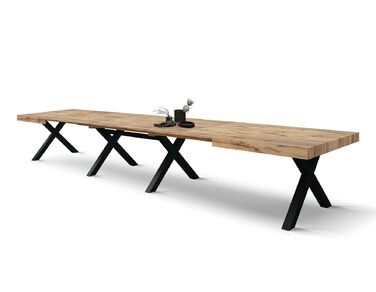 Розкладний стіл PAZZO DESIGN Roberta, стіл для вітальні, кухонний стіл, рустикальний дуб, чорні Х-подібні ніжки, від 180 до 480 см, зроблено в Італії - id2005