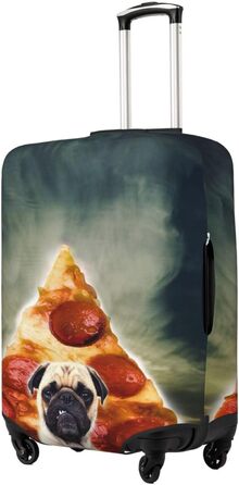 Кумедні мопси, захисний чохол для валізи Піца з песиком, міцний захист для валіз розміром 45.7 - 81.3 см, розмір XL, чорний, екстра-великий