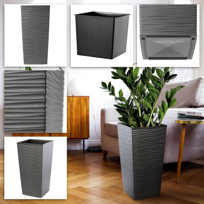 Горщик для квітів, пластиковий горщик для квітів, набір кашпо, стійкий до атмосферних впливів, для приміщень і вулиць, для вулиці,