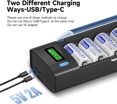 Універсальний зарядний пристрій для акумуляторів типу AA/AAA/SC/C/D/9V Ni-Mh/Ni-CD та 9V Li-ion з функцією розряду та РК-дисплеєм, швидка зарядка