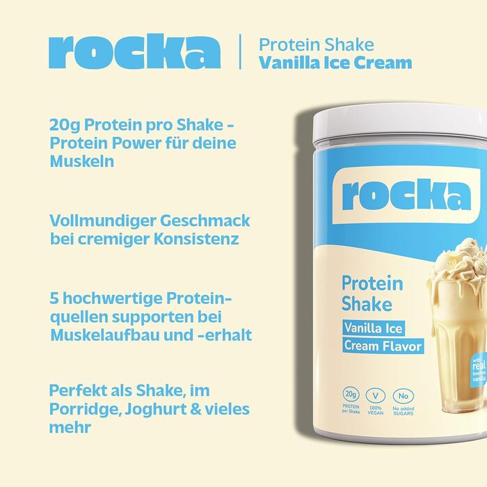 Протеїновий коктейль Rocka Nutrition, веганський, 900 г (Ванільне морозиво)