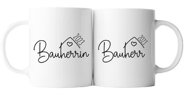 Кухоль для домовласників 2025, 2026, власний будинок, церемонія завершення будівництва, заселення, будівельний майданчик, день народження, будинок мрії, будівництво будинку, новий дім, ідея подарунка, подарунок для чоловіків, жінок (білий)