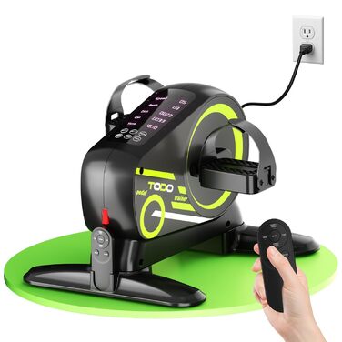 Електричний педальний тренажер TODO для людей похилого віку з 12 швидкостями, міні-велотренажер з автоматичним-ручним режимом, 6 рівнями опору, тренажер для ніг сидячи, РК-дисплей, пульт дистанційного керування та ремінець для ноги