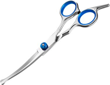 Ножиці для собак Jostift, Ножиці для грумінгу собак та котів, Вигнуті ножиці, Набір ножиць для собак, Професійні круглі ножиці для грумінгу, Ножиці для грумінгу котів, Ножиці для грумінгу собак для котів та інших домашніх тварин, Сині
