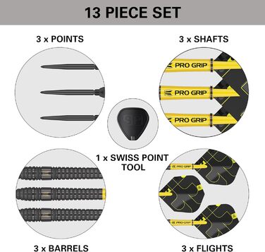 Набір дротиків Target Darts Bolide Void 90 вольфраму, сталеві наконечники зі швейцарськими наконечниками 21G/22G/23G/24G/25G/25G Професійні набори дротиків, чорні дротики, швейцарські наконечники - інструмент у комплекті, ствол 22G 03