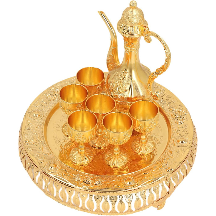 Арамокс Вінтажний чайний сервіз, сплав цинку, елегантний дизайн, ретро-набір для вина, для декору дому, святкових обідів та сімейних зустрічей