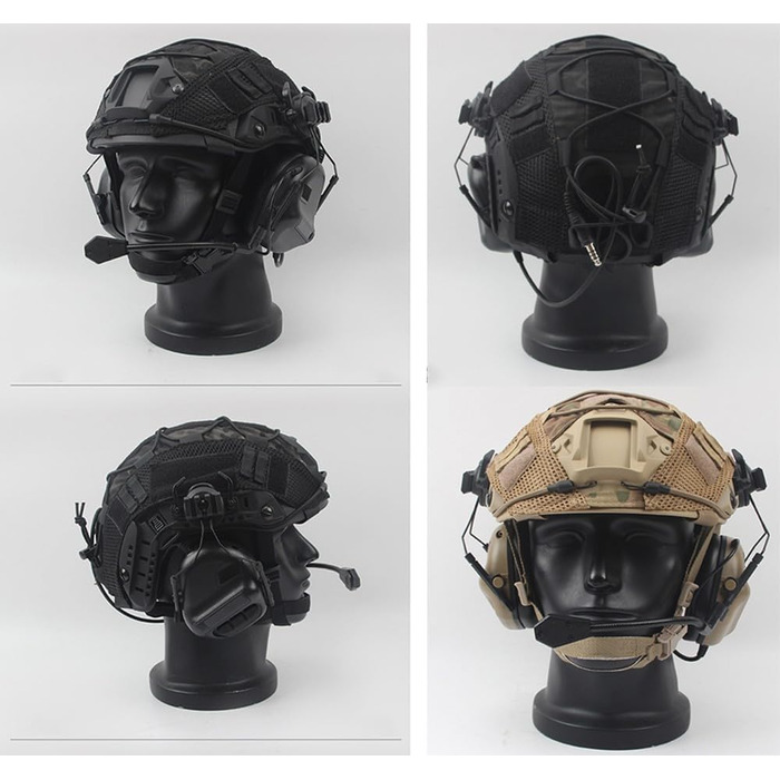 Військовий тактичний шолом із чохлом для страйкбольного шолома та військовою гарнітурою, регульований тактичний швидкий захисний шолом для пейнтболу на відкритому повітрі, полювання, ігор BBS
