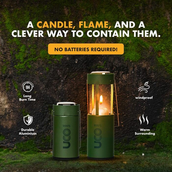 Вигідний набір свічок-ліхтарів UCO Original із 3 свічками та сумкою для зберігання, оригінальний розмір, порошкове покриття, лісовий дизайн, один розмір