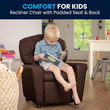 Дитяче крісло Flash Furniture, сучасне, з підсклянником, шкіра, коричнева LeatherSoft