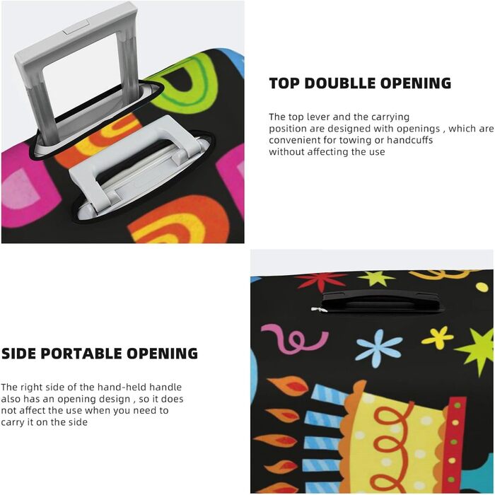 Чохол для валізи Щасливого Дня Народження, великий розмір, захисний, міцний, підходить для валіз розміром 45.7 - 81.3 см, XL, чорний