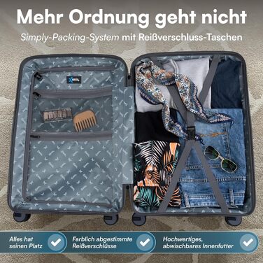 Валіза Xonic Hard Shell Suitcase M на 40 л - стійка до пошкоджень поліпропіленова валіза на колесах з подвійними колесами, що обертаються на 360, та замком TSA - дорожня валіза чорного кольору M (40 л)