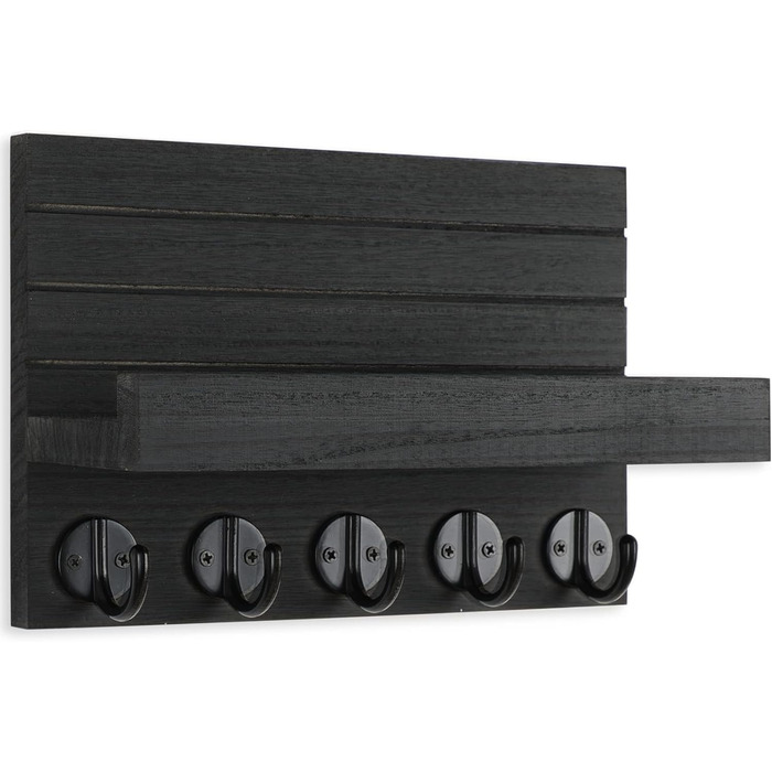 Настінна ключниця Lwenki, декоративна ключниця для ключів і листів з поличкою, має великі гачки для сумок, пальто, парасольки - Де