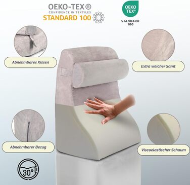 Подушка для читання з піною з ефектом пам&39яті Ергономічна подушка для спини та клиноподібної форми для ліжка, дивана та кушетки Ортопедична подушка для підтримки від болю в спині та напруги, сіра