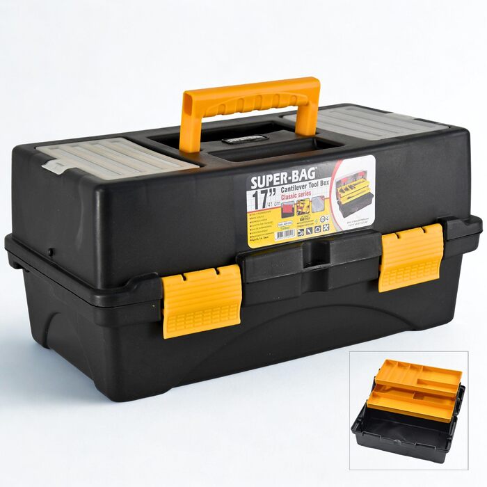 Ящик для інструментів - Порожній ящик для рибальських снастей 17&39 - Складаний та розкладний, 2 рівні - Органайзер та ящик для сортування дрібних деталей - Ящик/ящик для зберігання рибальських снастей - для шкантів, цвяхів, рибальських аксесуарів