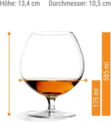 Келихи для коньяку Stlzle Lausitz I 585 мл I набір з 6 коньячних келихів I можна мити в посудомийній машині I тонке безсвинцеве кр