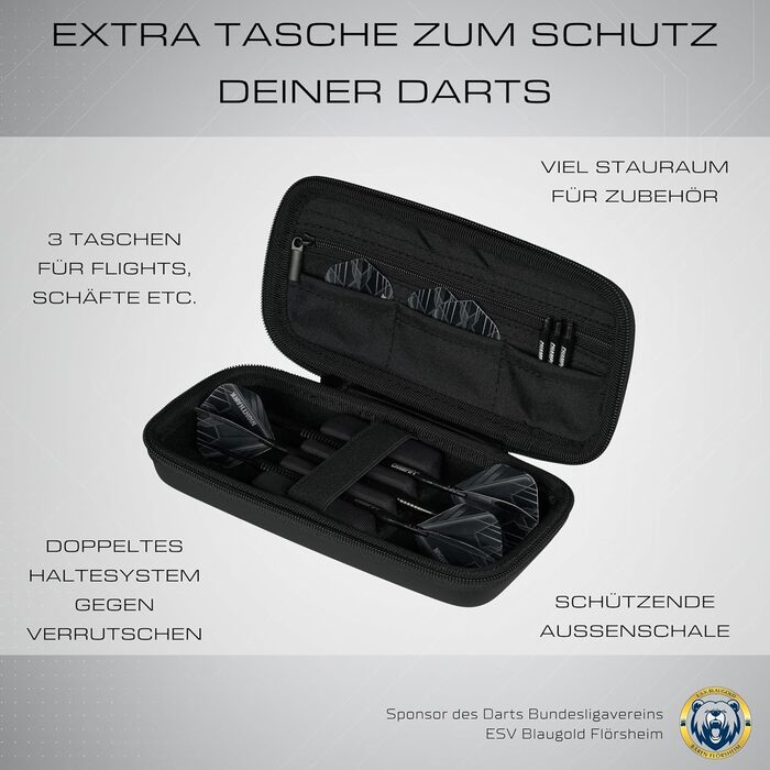 НОВИЙ набір дротиків Blackbird з 90 вольфраму з корпусом 23 г та чорним футляром 3 сталеві дротики з 9 алюмінієвими держаками та 9 дергами Набір дротиків з аксесуарами Дротики з металевим наконечником