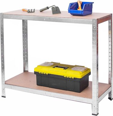 Металевий стелаж, стелаж для зберігання - полиця для зберігання та організації речей у складських приміщеннях, підвалах, гаражах, підсобних приміщеннях - виготовлений з металу та МДФ-плити - до 540 кг, розмір 150 x 75 x 30 см