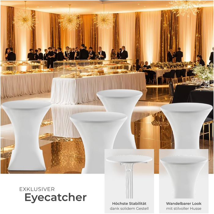 Розкладний стоячий стіл, бістро-стіл з кришкою, стіл Ø80 см, стоячий стіл зі стільницею з МДФ, розкладний садовий стіл, розкладний стіл, круглий, сталевий каркас, стабільний та міцний - білий, 1 стоячий стіл 1 стоячий стіл білий