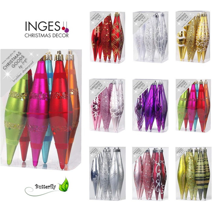 Ялинкові прикраси 6 шт червоні Inge-glas