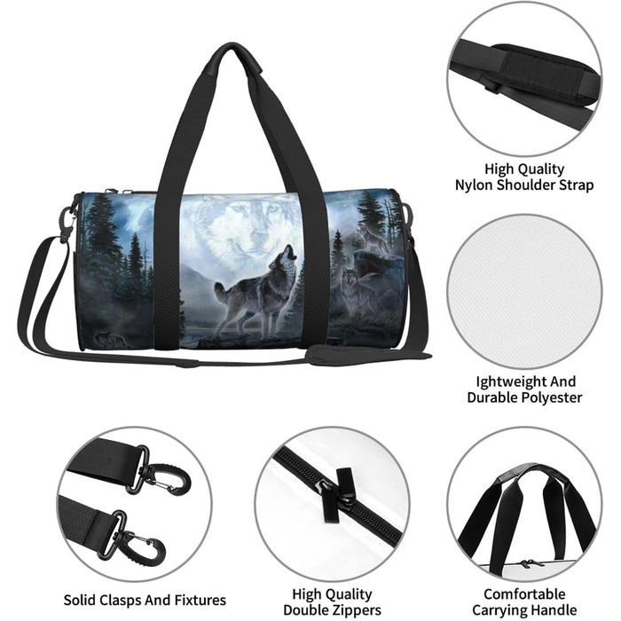 Містка дорожня сумка Moon Wolf, легка та довговічна, ідеальний подарунок для подорожей, походів, відряджень та іншого, універсальний розмір