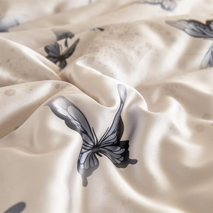 Атласне покривало, гладеньке як шовк, стьобана ковдра з метеликами та квітковим візерунком для двоспальних та односпальних ліжок, легке, м&39яке, штучний шовк, прохолодна літня ковдра (сірий, 200x230 см) сірий 200x230 см