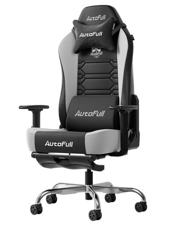 Ергономічне ігрове крісло AutoFull C3 Ігрове крісло з 2D підлокітниками, підставкою для ніг, підголівником та поперековою опорою Вантажопідйомність 150 кг Зручний тканинний чохол (чорний та білий)