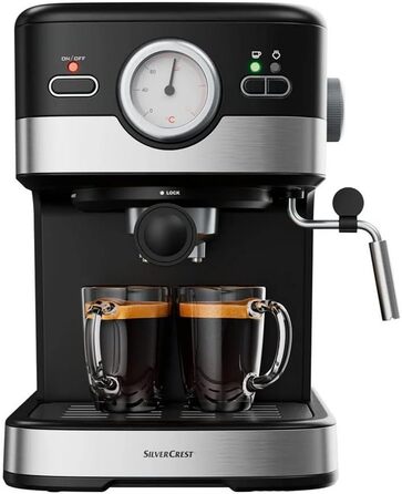 Кавоварка для еспресо SilverCrest портафільтр-машина резервуар для води 1,5 літра з піноутворювачем молока 15 бар насос тиск SEM 1100 C3