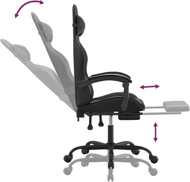 Зручне ігрове крісло з регульованим сидінням - чорна штучна шкіра, 57,5 x 59,5 x 121-131 см, модель ігрового крісла 3143838