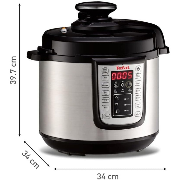 Мультиварка Tefal CY505E Fast & Delicious електрична скороварка об'єм 6 л 25 автоматичних програм до 80 швидше готування енергозбе