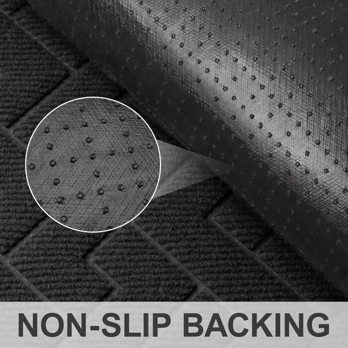 Килимок для дверей LEKEEPGO для приміщень та вулиці, нековзний, миється, поглинаючий, брудозатримуючий килимок для вулиці, вхідний килимок, килимок для вхідних дверей, вхід, зовнішнє використання, 60 x 90 см, чорний