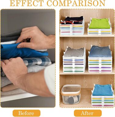 Організатор для футболок BoxLegend, який можна складати, органайзер для шафи, органайзер для гардеробу для дорослих і дітей, який