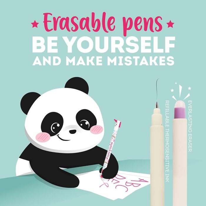 Набір LEGAMI з 14 гелевих ручок, що стираються, з термочутливим чорнилом, що стирається, різні кольори чорнил та дизайни корпусу, наконечник 0,7 мм, малюнки тварин, панда, кролик, єдиноріг тощо.