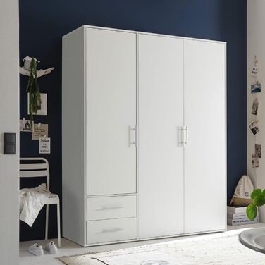 Шафа VALENCIA білого кольору - Універсальна 3-дверна шафа з великою кількістю місця для зберігання речей для вашої спальні - 155 x 195 x 60 см (Ш/В/Г) Білий 155 x 195 x 60 см