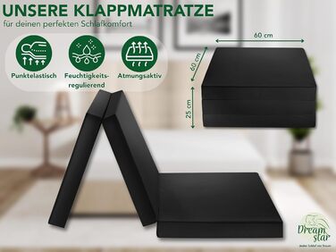 Матрац DREAMSTAR Easy Night Folding 3-секційний складний гостьовий матрац Можна прати Ортопедичні подушки Сертифіковано Oeko-TEX 60 x 190 см