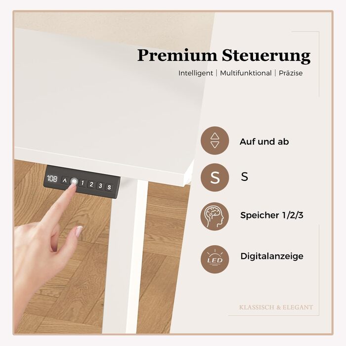 Г-подібний електричний стіл Klicelor, регульована висота, 190 x 155 см, Г-подібний стіл для роботи стоячи з 3 функціями пам&39яті та технологією запобігання зіткненням, ергономічний комп&39ютерний стіл, білий 190 x 155 см білий