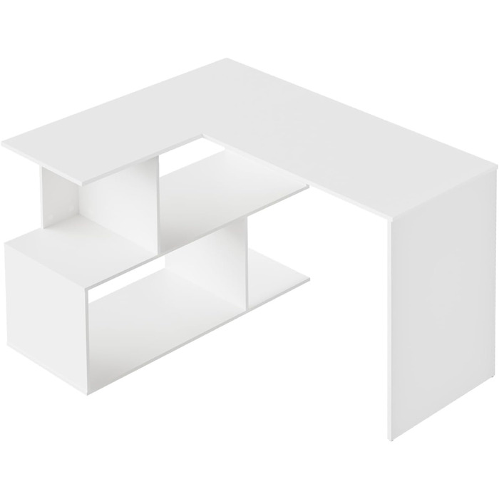 Подібний письмовий стіл, кутовий стіл з відділенням для зберігання, 120x100 см, офісний стіл, комп&39ютерний стіл з відділеннями для зберігання, ПК-стіл, L-подібний стіл, робочий стіл для офісу/кабінету, білий